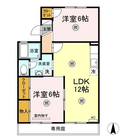 コスメティックスオオフク　H棟の間取り