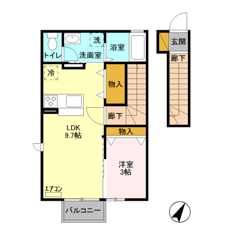 【間取り】 | フォーゲルテラス ブラウⅡ