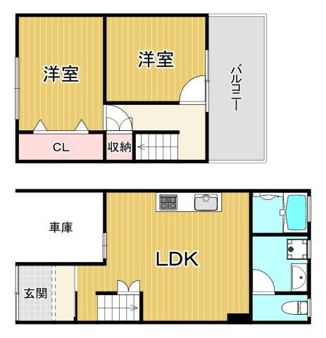 【間取り】 | 鴫野西1丁目戸建（テラスハウス）