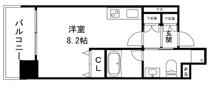 大阪市中央区本町橋の賃貸マンションの間取り