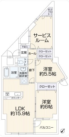 ダイヤガーデン江波の間取り|リビングと続き間の和室でひろびろ開放的。今回サービスルームにクローゼットを追加しました！