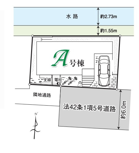 新築一戸建て 狭山市中央２丁目の区画図|カースペース１台分(車種によります)