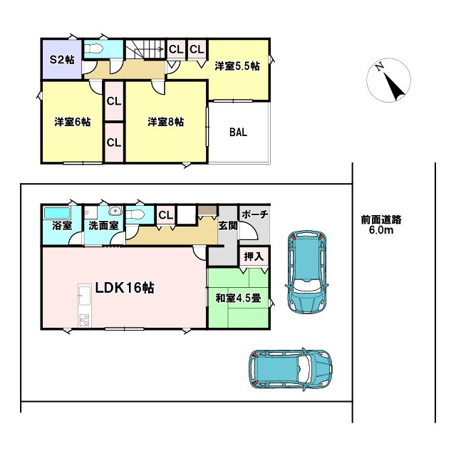 本城第２１　新築戸建て　２号棟の間取り