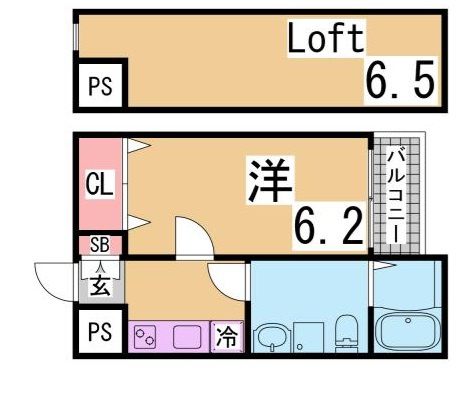 神戸市兵庫区東出町３丁目のアパートの間取り