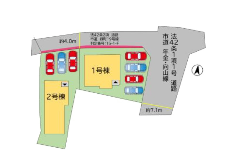 福津市西福間3丁目第5-2棟（1号棟）の区画図|配置図（1号棟）