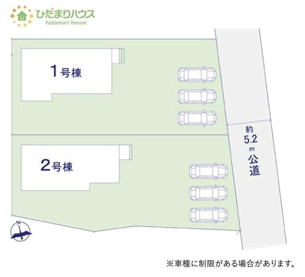 【区画図】 | つくば市前野2期　新築戸建　2号棟 | 敷地広々90坪！！広ーいお庭で家庭菜園なども実現できちゃいますね(*^^)v
（2号棟）