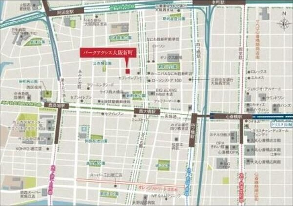 パークアクシス大阪新町の地図