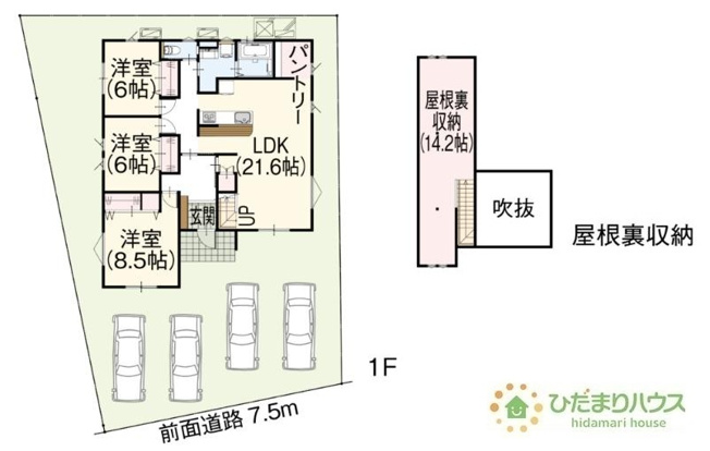 【間取り】 | 土浦市中村南1丁目　新築戸建　1号棟 | 全居室6帖以上！ゆとりのある3LDK☆
（1号棟）