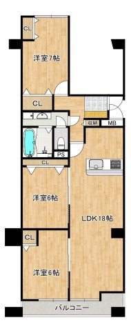 かもめ第一コーポ１３号棟の間取り