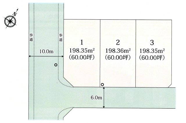 ワイウッドコート前橋市荒牧町第５期　2号棟の区画図|駐車場３台ご用意しています！来客時も重宝します♪
並列駐車なので、車の出し入れもしやすいですよ！