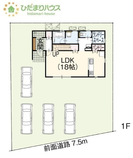 【区画図】 | 土浦市中村南1丁目　新築戸建　2号棟 | ご家族でお車に乗る方に！駐車場4台分あります！
（2号棟）