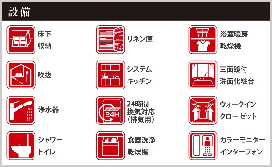 松戸市六実２丁目新築戸建【六実第二小学校:4分】の構造・工法・仕様|設備一覧