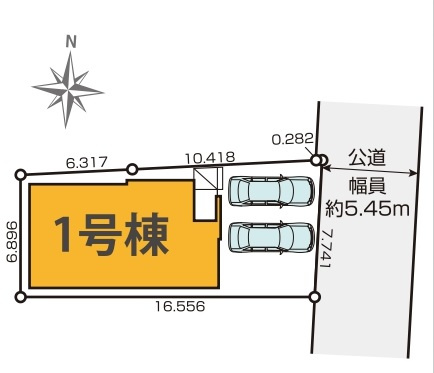 松戸市六実２丁目新築戸建【六実第二小学校:4分】の区画図