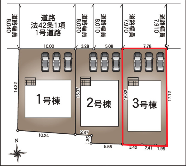 【区画図】 | Cradle garden　松木町第１　３号棟 | ★内覧予約で新米2kg★