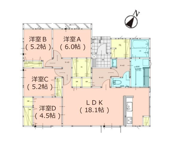 糸島市篠原西3丁目第1-2棟(1号棟)の間取り|全居室収納付きで便利です。