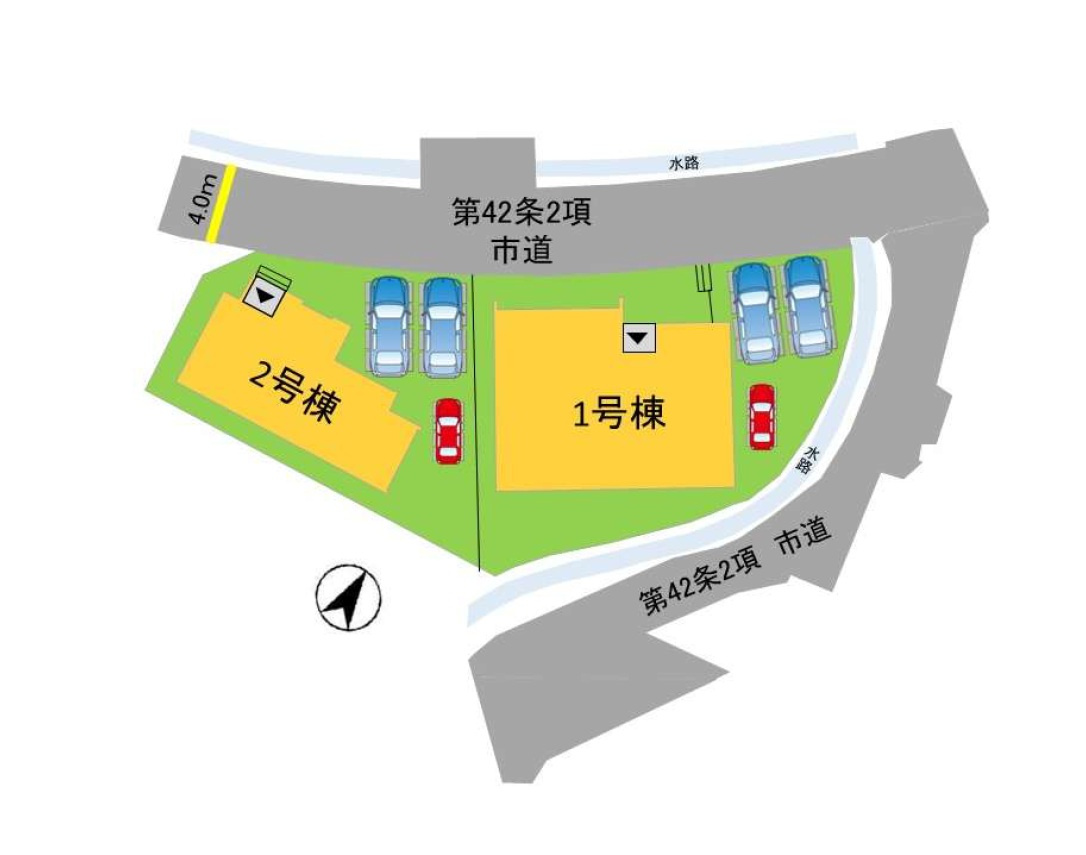 糸島市篠原西3丁目第1-2棟(1号棟)の区画図|配置図（1号棟）