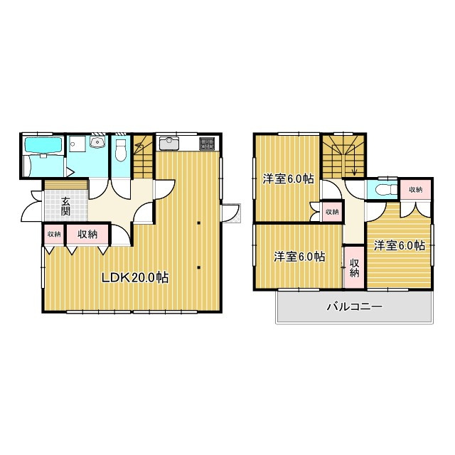 前橋市下細井町中古住宅の間取り|■全室角部屋の間取り