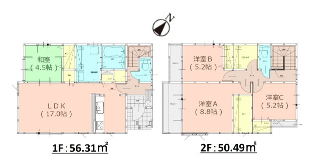 福岡市東区香住ヶ丘5丁目第3-1棟(1号棟)の間取り