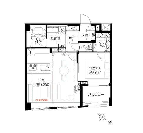 イニシアイオ杉並和泉の間取り|イニシアイオ杉並和泉：北東向き！バス・トイレ別１ＬＤＫ家具・エアコン付きリノベーション物件は全居室収納・窓が付いております！