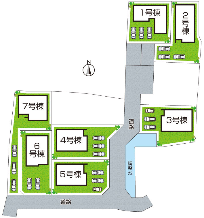 ●奈良市平松　第5期　新築一戸建ての区画図|全7区画