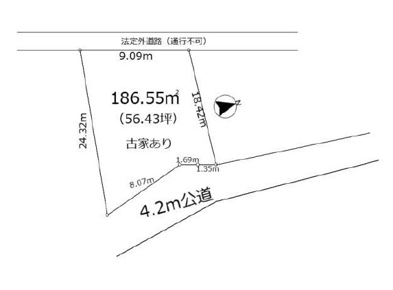 敷地面積56.43坪　売地　川越市むさし野