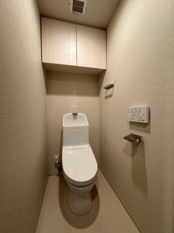 やっぱり、立地的に便利に越したコトはないでしょう！それがお値段に反映されてはしまいますが、でもでも、毎日のコトとなるとそこに掛ける経費？アリじゃない？？？【オープンレジデンシア横浜反町】のトイレ|落ち着いた色調のトイレです
