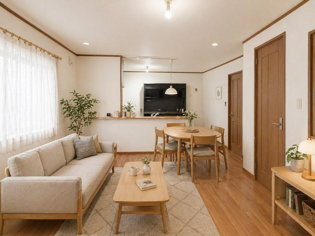 和光市下新倉5丁目　南東角地　新規リフォーム住宅の居間・リビング|イメージ