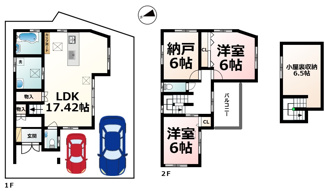 【間取り】 | 下阪本2丁目ニュータウン6-1号地