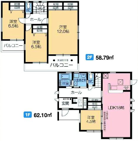 第3榛東村広馬場　新築戸建　2号棟の間取り|収納充実♪4LDKで陽当たり良好な間取りです！
土地面積374.25㎡、建物面積120.89㎡で十分な広さです！