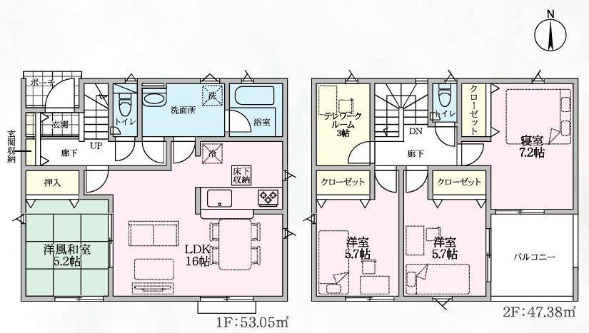 本庄市児玉町上真下第２　の間取り|１号棟間取り図