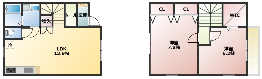 めるべぃゆの間取り|2LDKタイプです