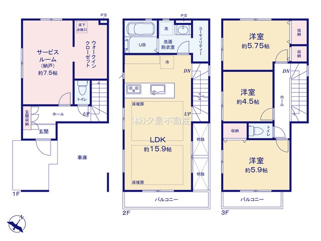 《仲介手数料無料》浦和区元町１丁目26-13新築一戸建てケイアイグレイスの間取り