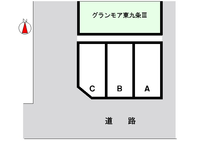 グランモア東九条Ⅲ南側駐車場の区画図|区画です