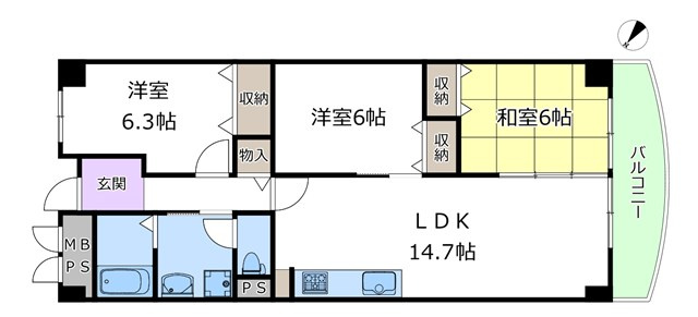 【間取り】 | コンドミニアム千里中央 | エイブルにて取扱い可能な住宅ローンは、全部で10種類以上！お客様にピッタリの住宅ローンを当社のFPよりご案内させて頂きます。住宅ローンのご相談だけでも、お気軽にご相談下さいませ。