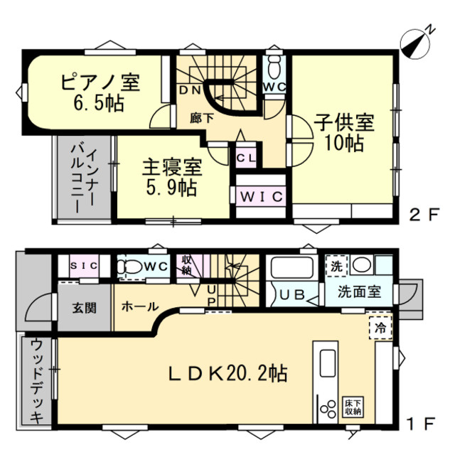 安芸郡海田町南幸町の間取り|防音仕様の音楽ルーム完備！素敵な造作家具付き☆
ＷＩＣ有り♪