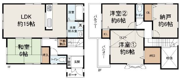 貝塚市窪田　中古戸建の間取り