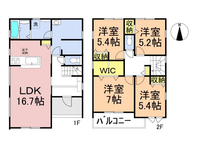 リーブルガーデン　各務原市川島緑町　全2区画分譲の間取り|■2号棟　■ヤマダ不動産　株式会社リライフ　
■夢のマイホーム購入をフルサポートします！