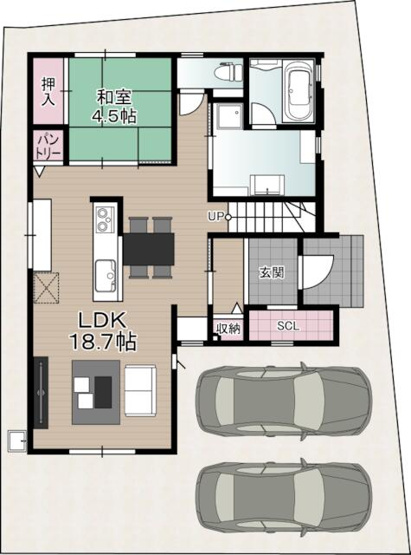 【間取り】 | 高知市鴨部/2区画 | １号地（１階）