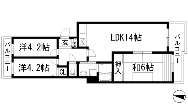 【間取り】 | シャルマンコーポ伊丹2号棟