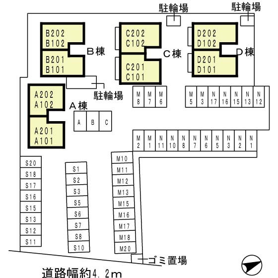 パイン テイル B棟の区画図