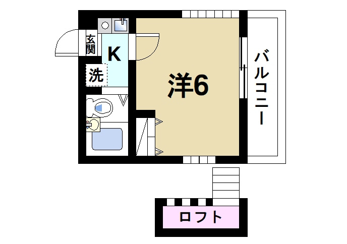 シティパレス学園前Ｐ７の間取り|ロフト付きの学生さんにお勧めな間取りです