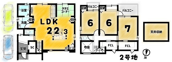 嵐山茶尻町３期２号地　プラン打ち