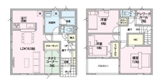 【間取り】 | 新築　新潟市西区大野町  第2  1号 | 3LDK＋Sの間取り、駐車スペース2台可です('ω')ノ