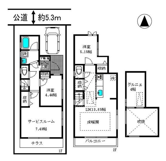 【間取り】 | 中野区鷺宮４丁目　中古戸建て | 上部まで広がる吹き抜けで、光と風を感じる快適なLDKです