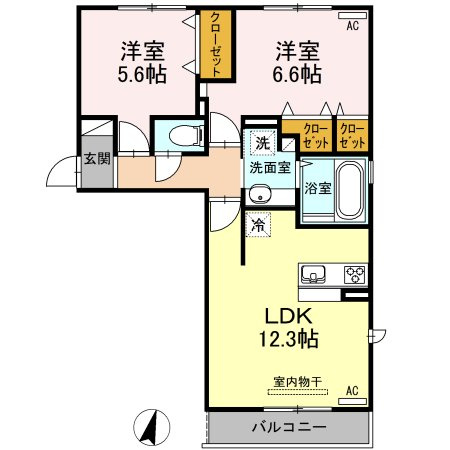 熊本市東区桜木１丁目のアパートの間取り