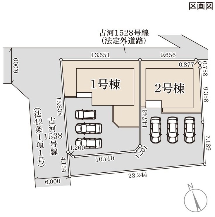 【Livele Garden】　古河市三和　全2邸の区画図|全棟配置図