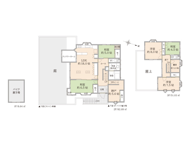 【間取り】 | ふじみ野市福岡中央2丁目　中古一戸建住宅　(ふじみ野店) | 5LDK＋2Sの邸宅！ご家族のプライベート空間以外にも、書斎や収納部屋など多用途に使い分けできます！