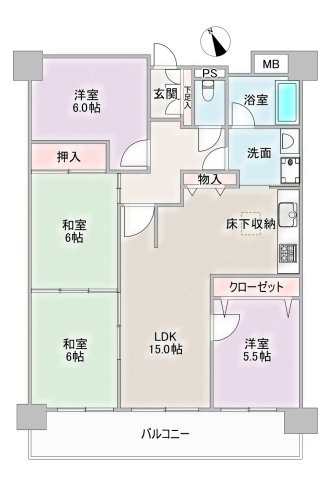 南向き&全室リフォーム済！シティコーポ滝の水一号館の間取り