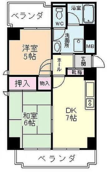 【間取り】 | ダイアパレス塚本 | 三方角部屋・２面バルコニー・生活便利な好立地
