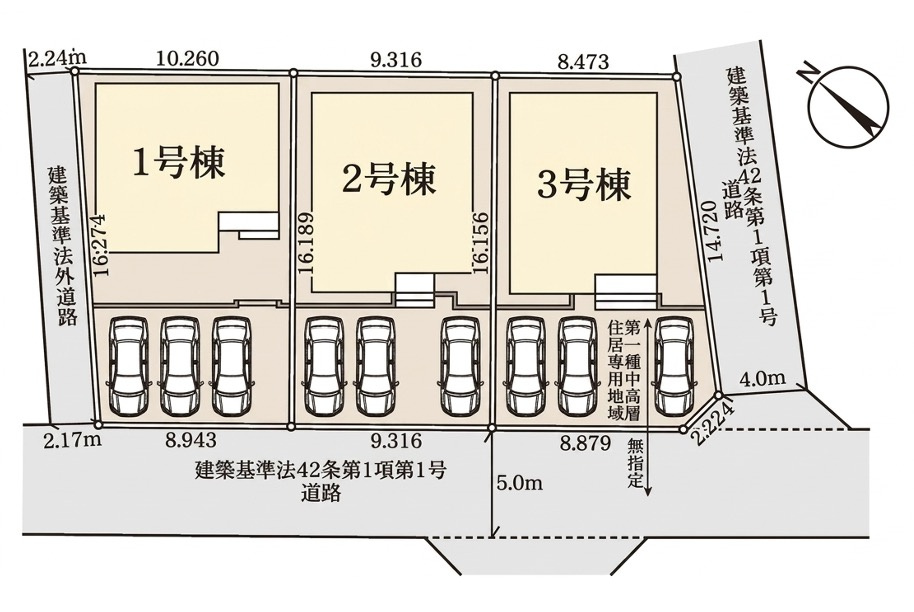 [新築住宅] 鴻巣市登戸 第2 全3棟の区画図